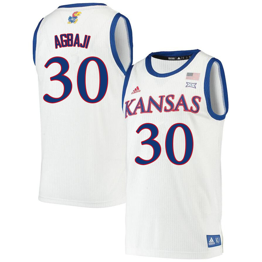 Men #30 Ochai Agbaji Kansas Jayhawks College Basketball Jerseys Sale-White